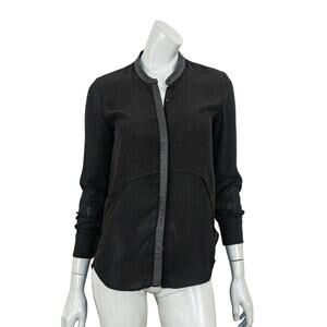 The Kooples Women's double layer button up Bloues leather trim size Small